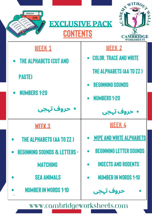 Grade 1 advanced learning worksheets for Cambridge students