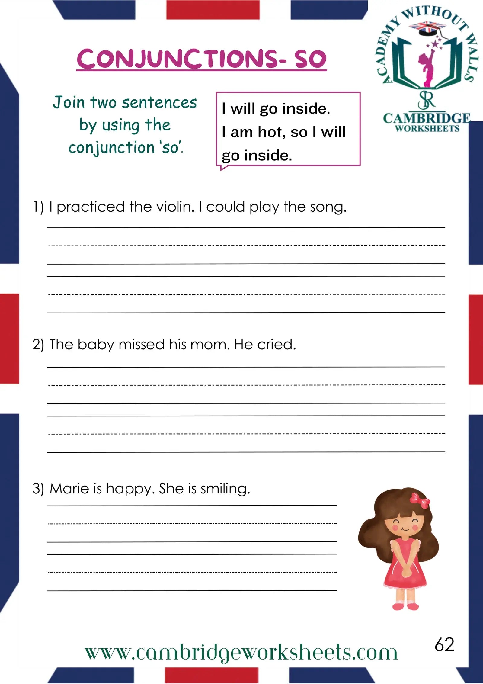 Grade 1 Grammar Pack Contents Page 28 – Cambridge Worksheets