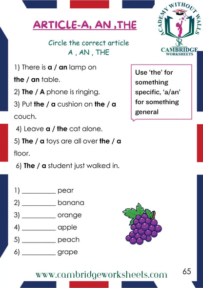 Grade 1 Grammar Pack Contents Page 31 – Cambridge Worksheets