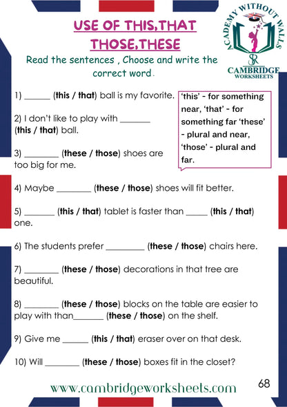 Grade 1 Grammar Pack Contents Page 34 – Cambridge Worksheets