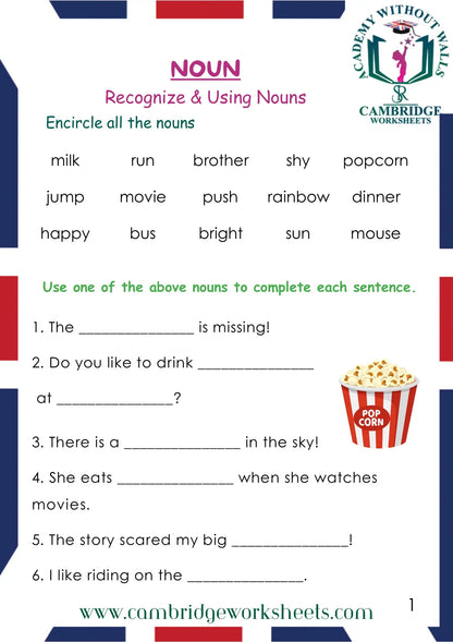 Grade 1 Grammar Pack Contents Page 35 – Cambridge Worksheets