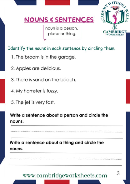 Grade 1 Grammar Pack Contents Page 37 – Cambridge Worksheets