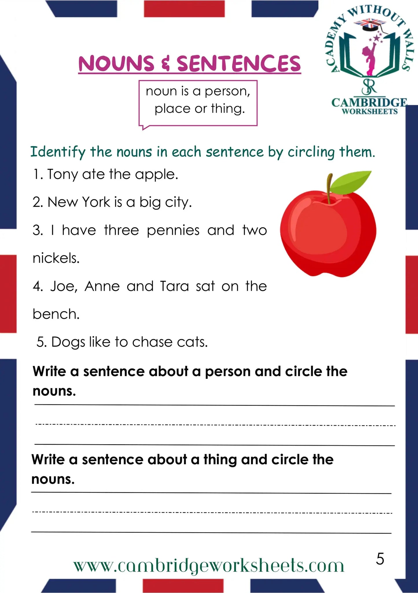 Grade 1 Grammar Pack Contents Page 38 – Cambridge Worksheets
