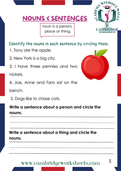 Grade 1 Grammar Pack Contents Page 38 – Cambridge Worksheets