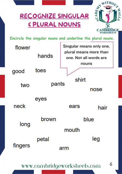 Grade 1 Grammar Pack Contents Page 39 – Cambridge Worksheets
