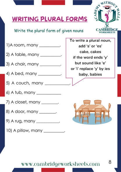 Grade 1 Grammar Pack Contents Page 41 – Cambridge Worksheets