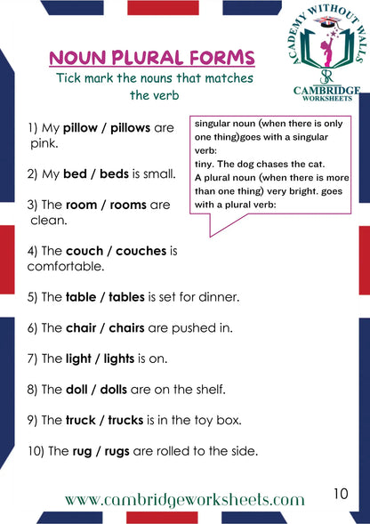 Grade 1 Grammar Pack Contents Page 45 – Cambridge Worksheets