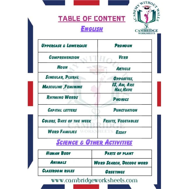 Grade 1 admission workbook for English and Math's practice