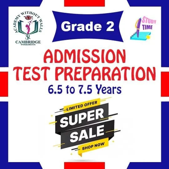 Grade 2 Admission Pack with printed school entry worksheets