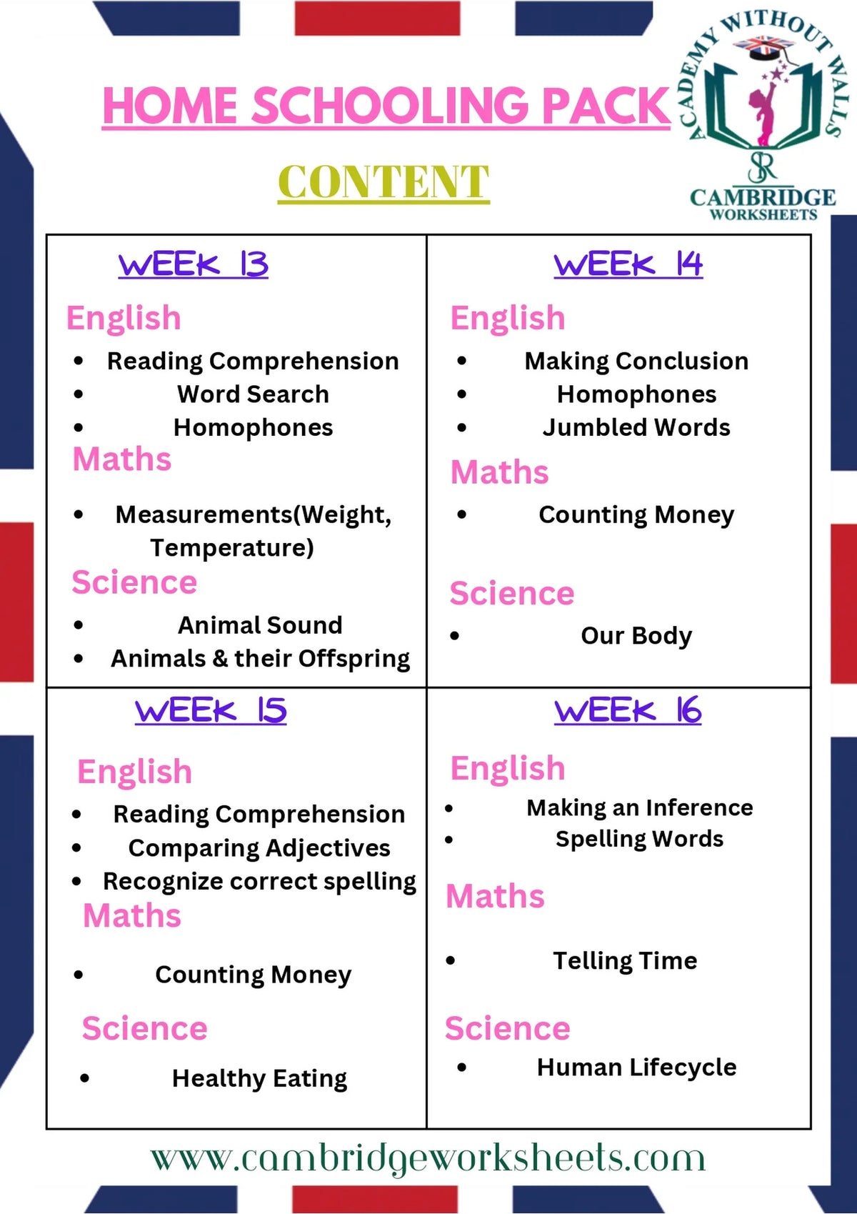 Grade 2 Math's worksheets for home learning