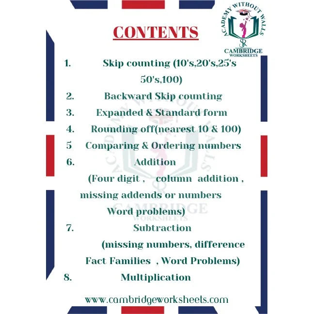 Grade 2 math's worksheets for Cambridge students
