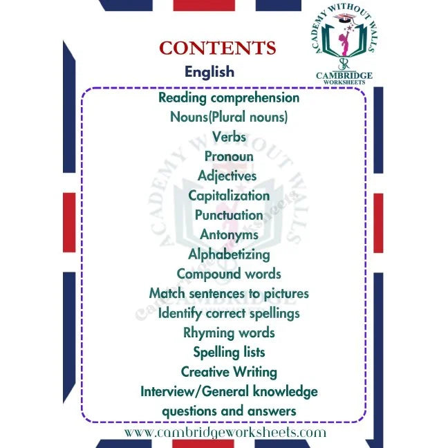 Grade 2 school admission workbook for English and Math's practice