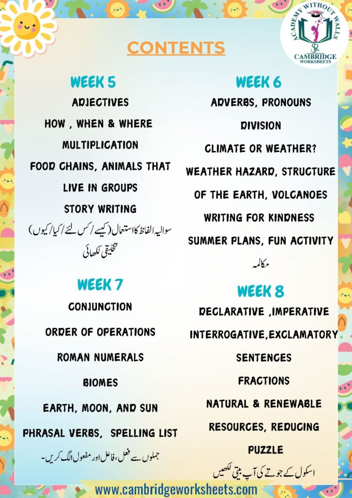 Grade 3 summer learning booklet for school revision
