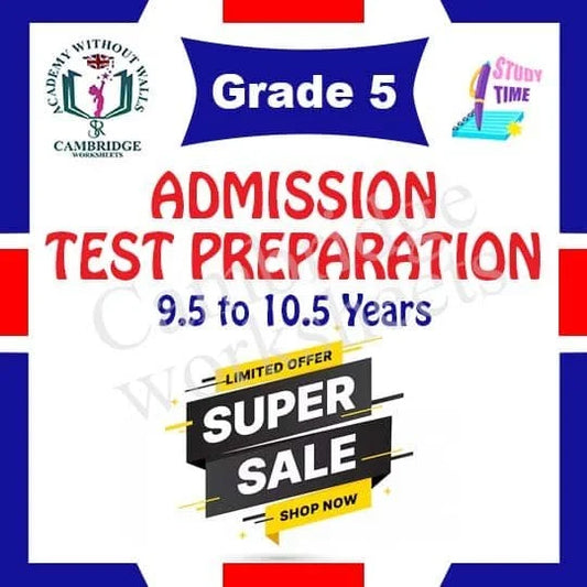 Grade 5 Admission Pack with printed entrance preparation worksheets