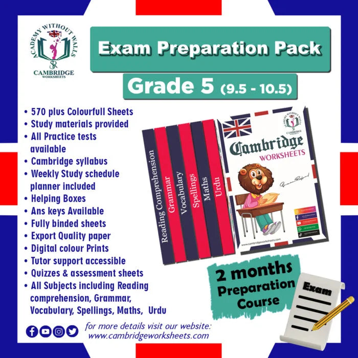 Grade 5 Exam Preparation Pack with printed revision worksheets