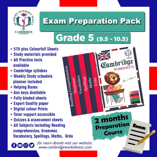 Grade 5 Exam Preparation Pack with printed revision worksheets