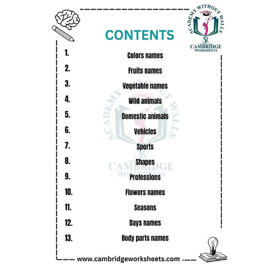 KG2 admission workbook for English Math's and reasoning practice