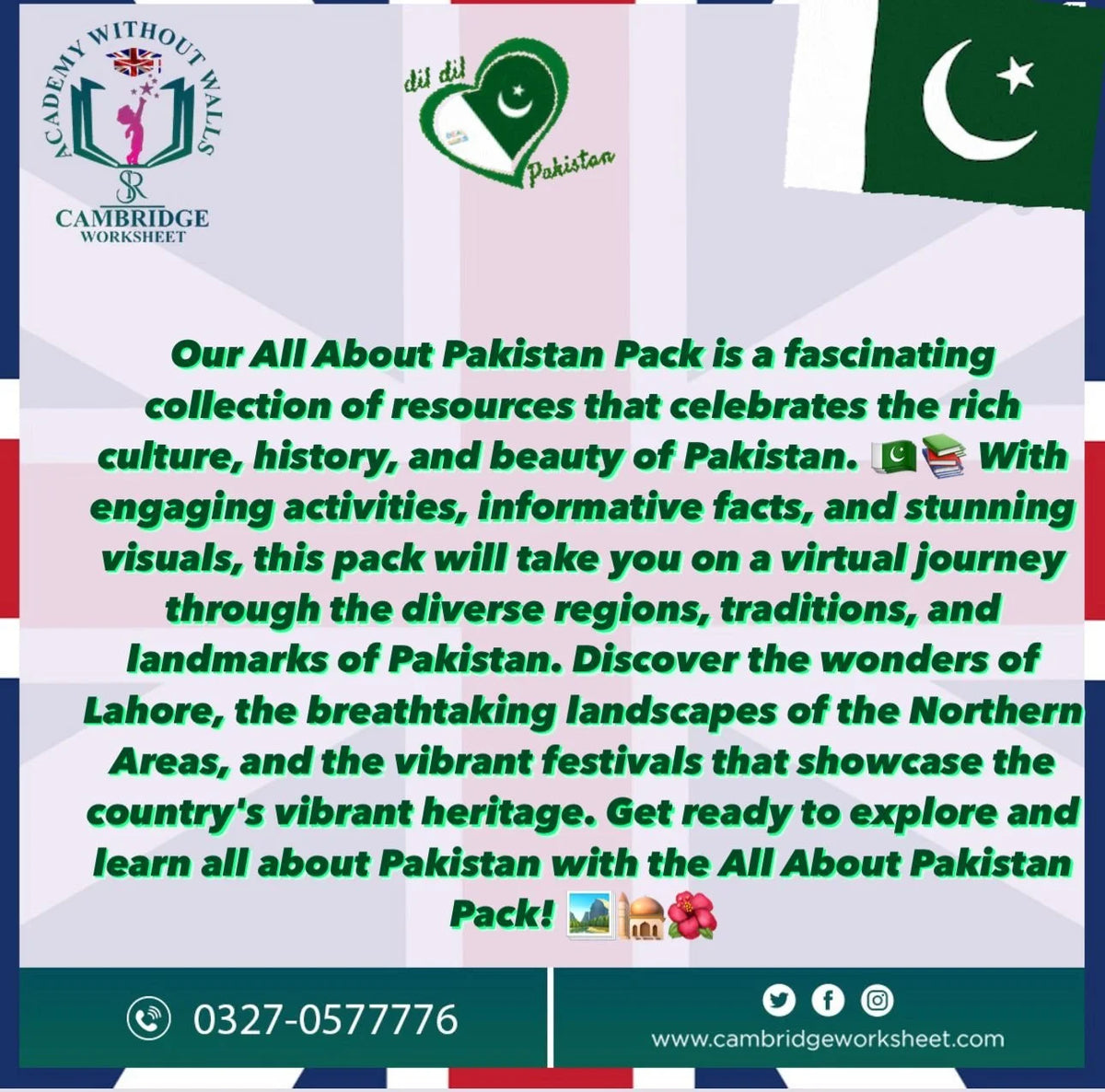 Pakistan studies activity pack featuring maps, history and culture
