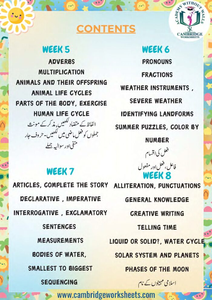 Summer booklet for Grade 2 students with educational activities