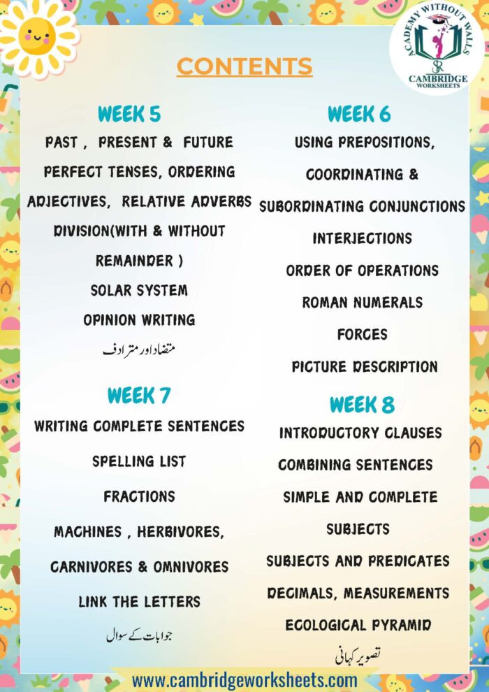 Summer booklet for Grade 4 students with educational activities