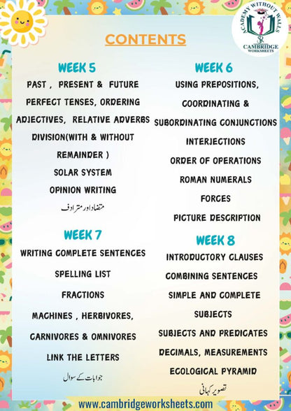 Summer booklet for Grade 4 students with educational activities
