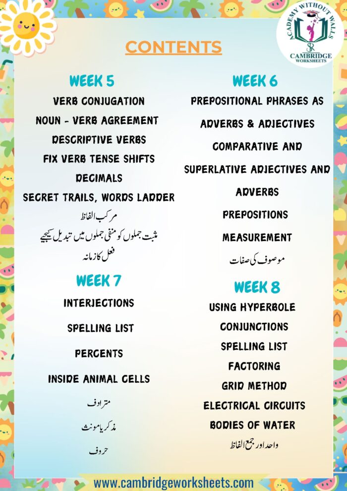 Summer booklet for Grade 6 students with educational activities