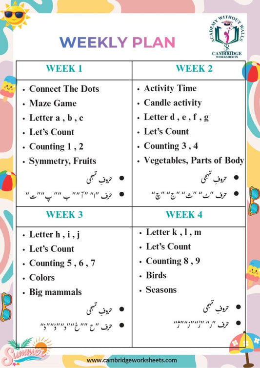 Toddler summer learning booklet with fun educational activities