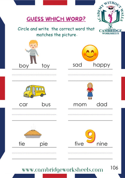 Vocabulary Pack Grade 1 Contents Page 2 – Cambridge Worksheets