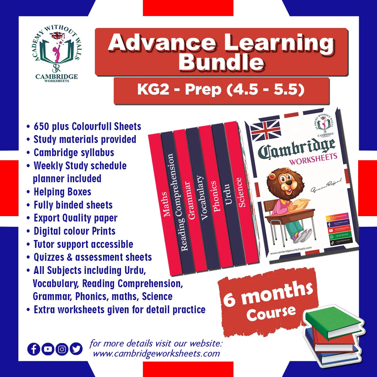 Advance Learning Bundle for KG2 Prep – Cambridge Worksheets