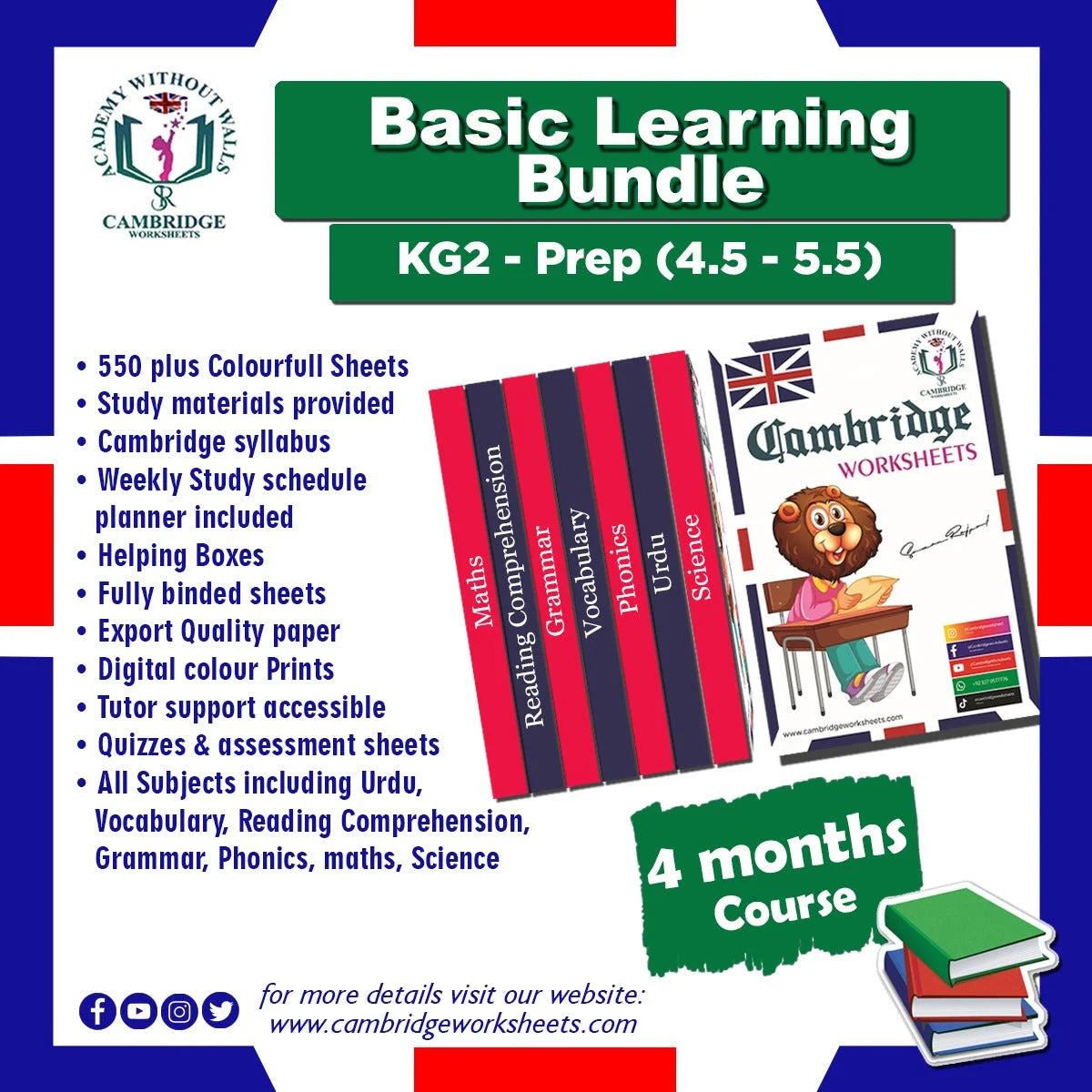 Basic Learning Bundle for KG2 Prep – Cambridge Worksheets