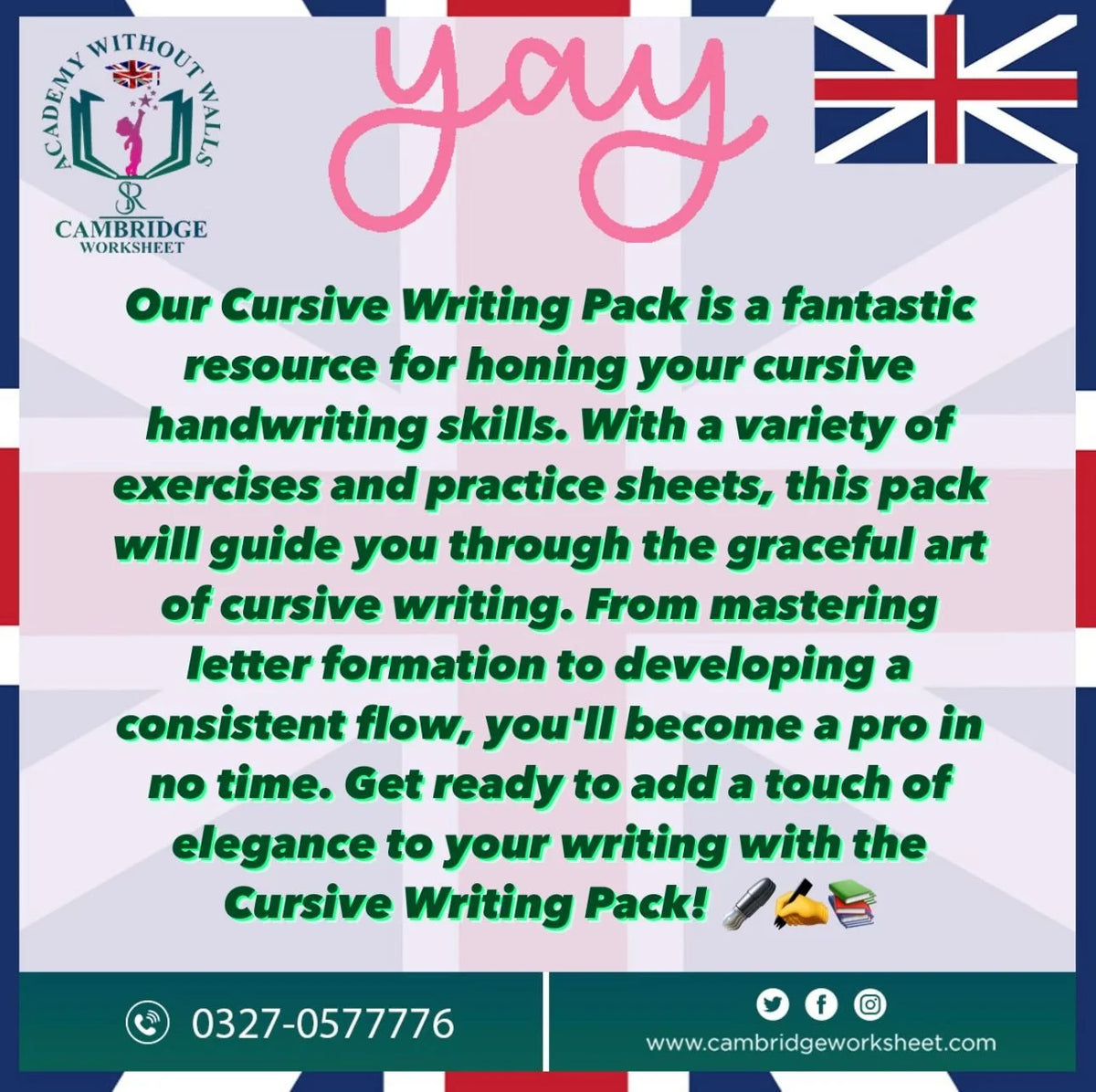 Cursive handwriting workbook for primary school students