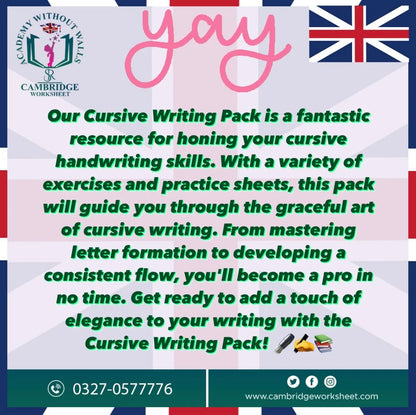 Cursive handwriting workbook for primary school students