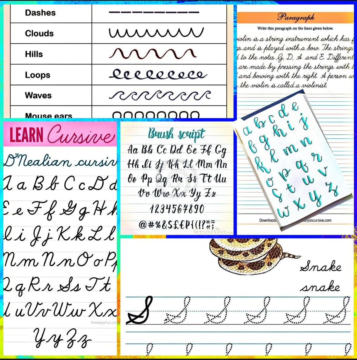 Cursive Writing Activity Pack with printed handwriting worksheets