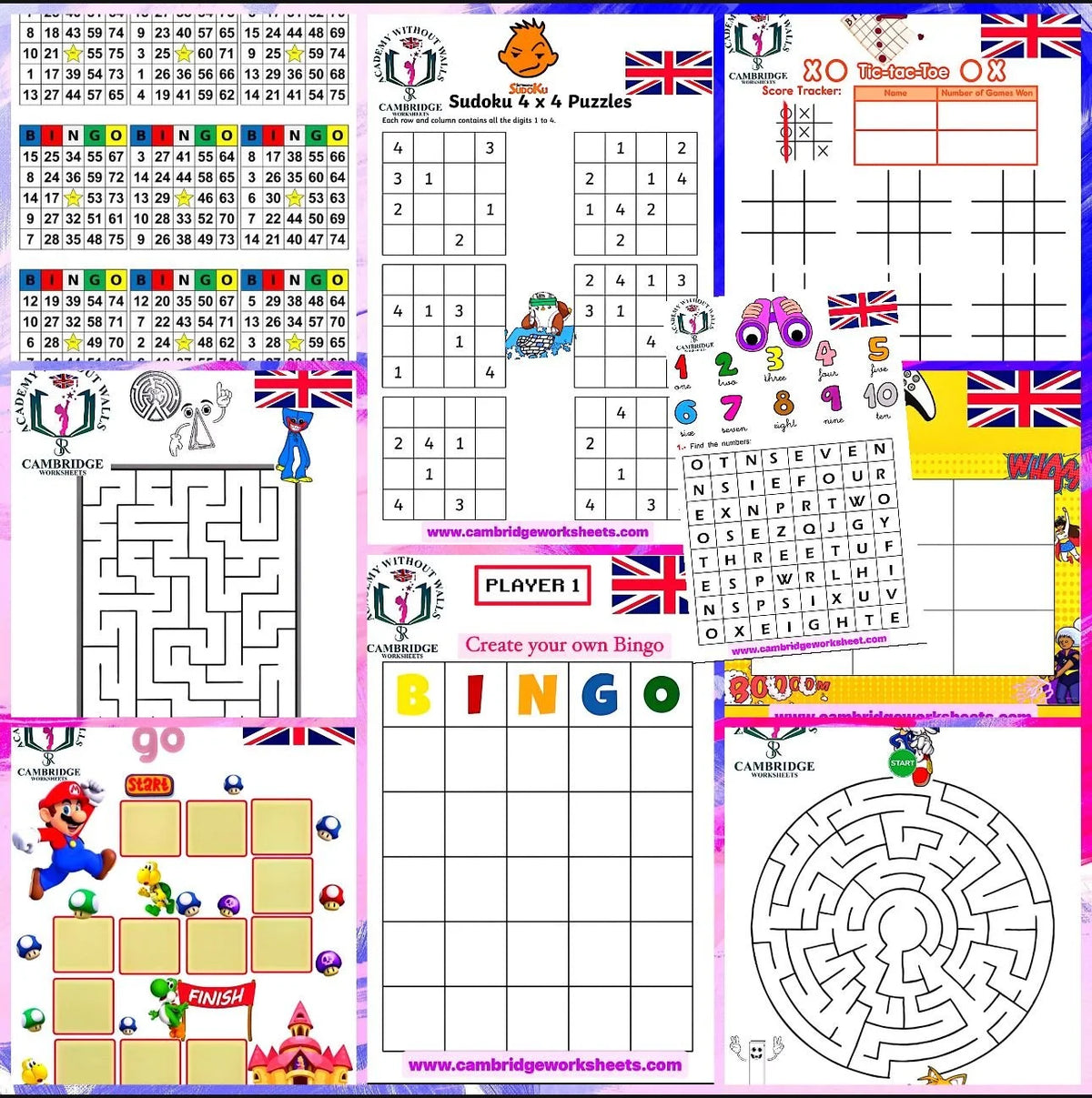 Educational games workbook for fun learning and brain development