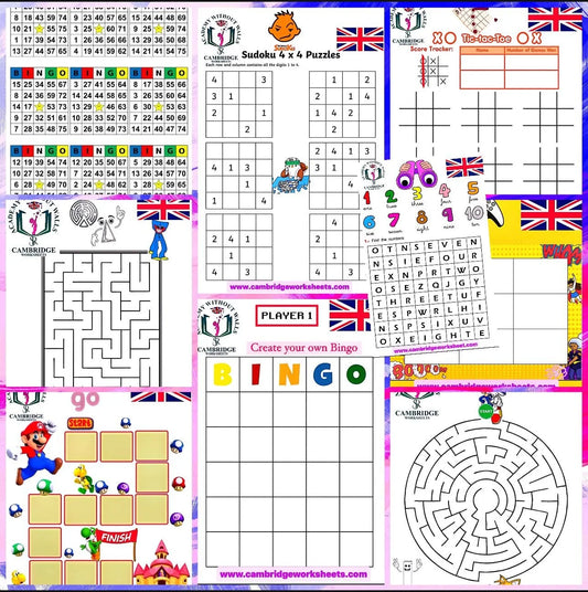 Educational games workbook for fun learning and brain development