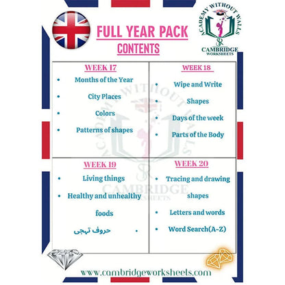 Full Year Pack KG1 Nursery Contents Page 5 – Cambridge Worksheets