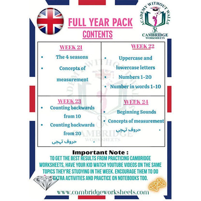 Full Year Pack KG1 Nursery Contents Page 6 – Cambridge Worksheets