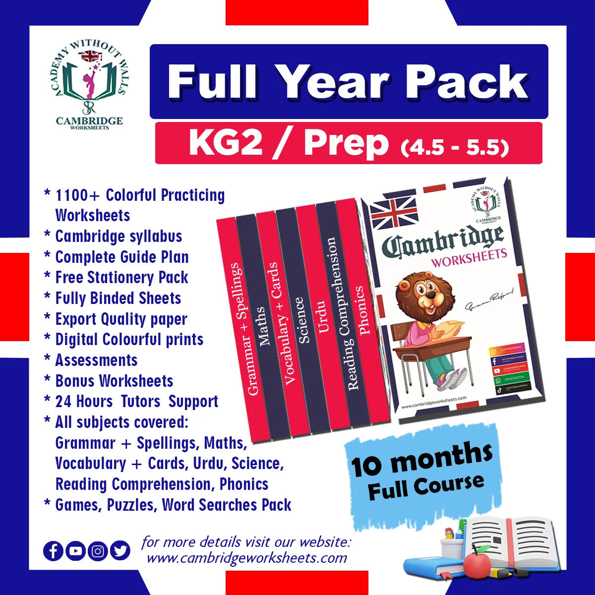 Full Year Pack for KG2 Prep – Cambridge Worksheets 