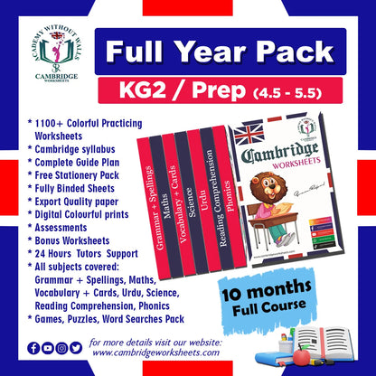 Full Year Pack for KG2 Prep – Cambridge Worksheets 