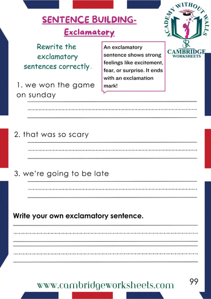 Grade 1 Grammar Pack Contents Page 21 – Cambridge Worksheets