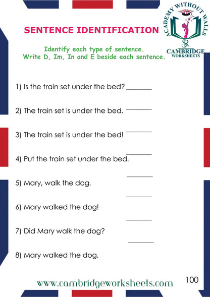 Grade 1 Grammar Pack Contents Page 22 – Cambridge Worksheets