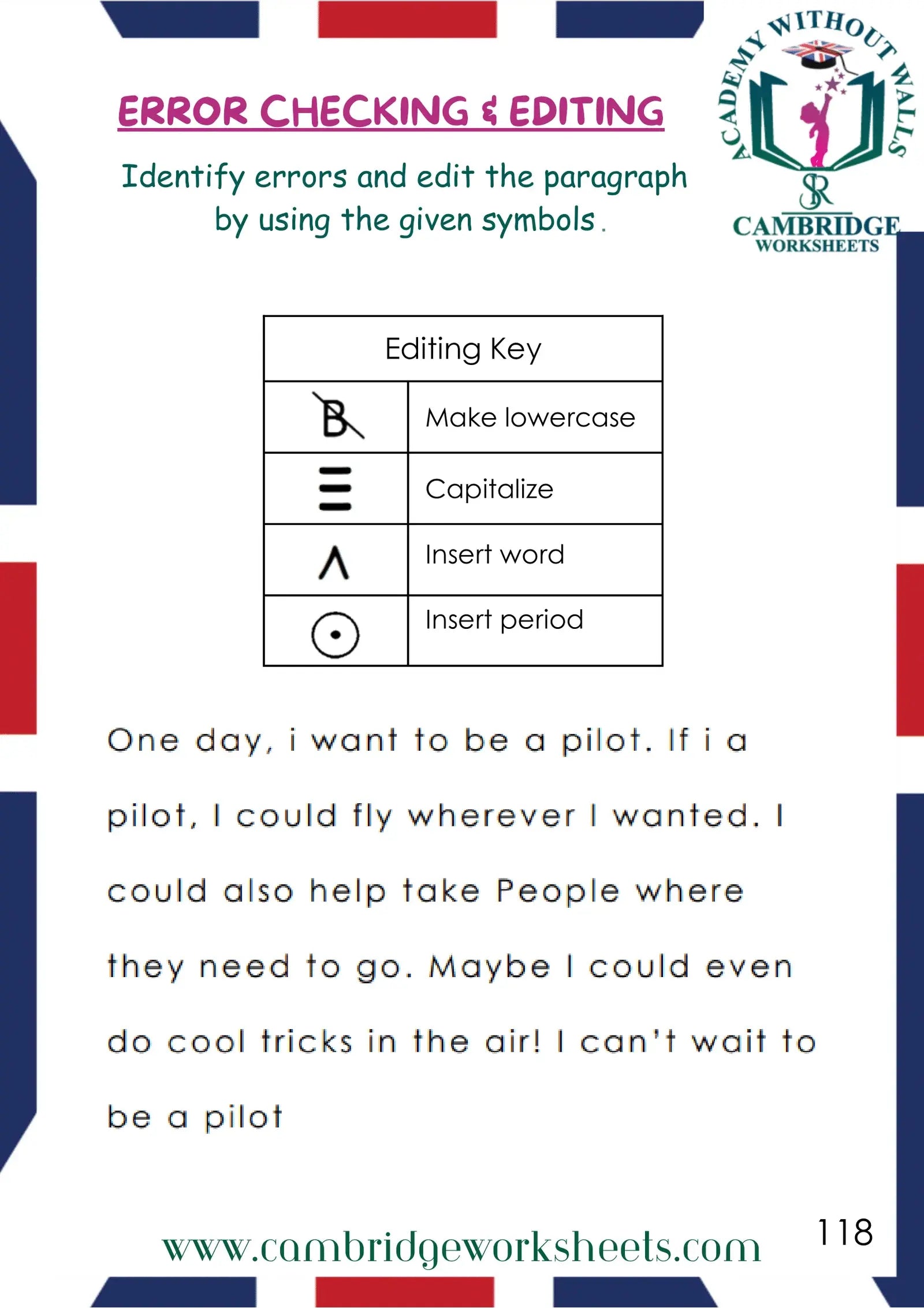 Grade 1 Grammar Pack Contents Page 8 – Cambridge Worksheets
