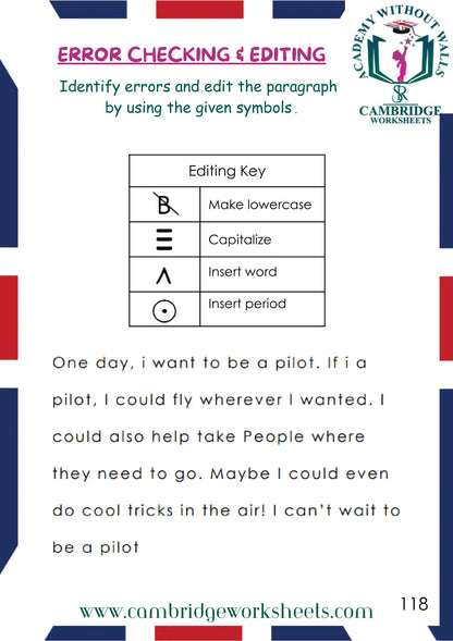 Grade 1 Grammar Pack Contents Page 8 – Cambridge Worksheets