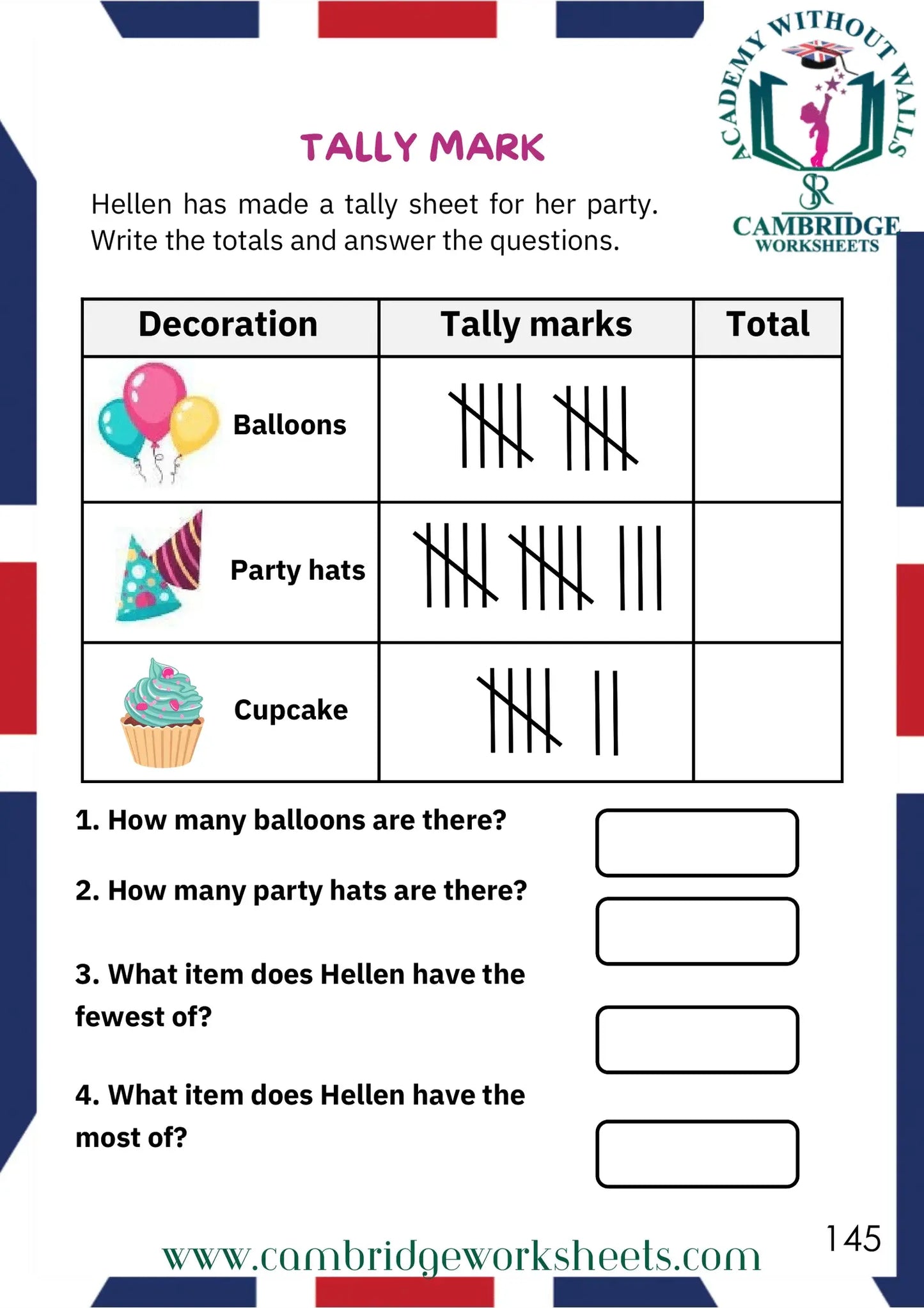 Grade 1 number recognition worksheets for Cambridge students