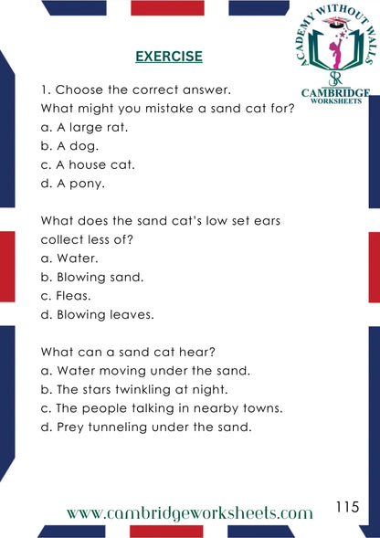 Grade 1 Reading Comprehension Pack Contents Page 10 – Cambridge Worksheets
