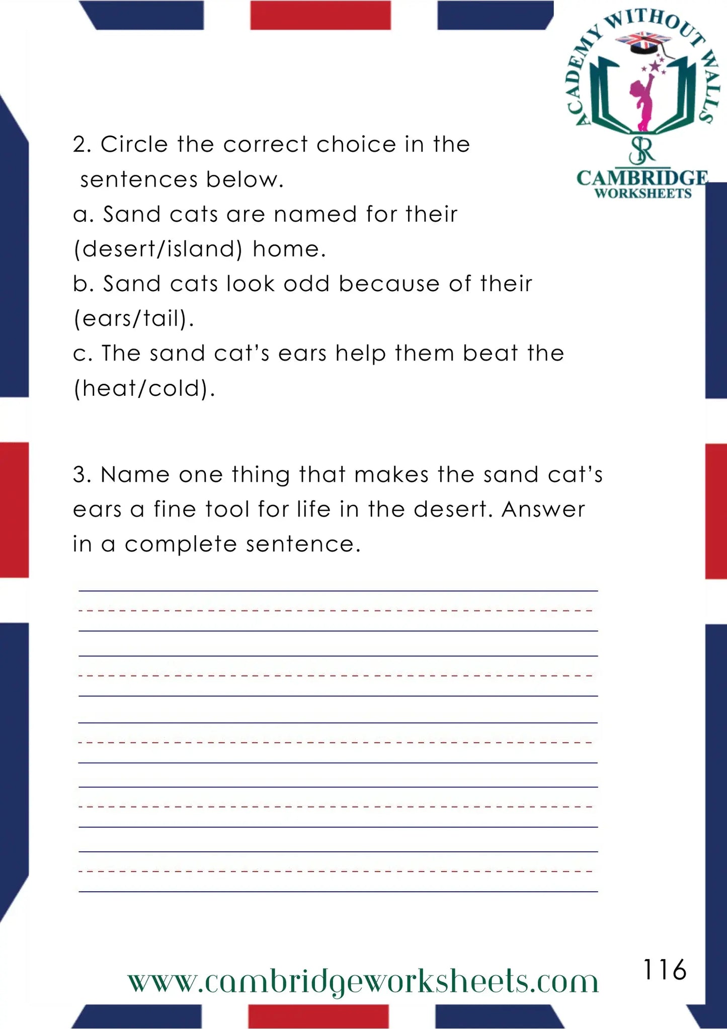 Grade 1 Reading Comprehension Pack Contents Page 11 – Cambridge Worksheets