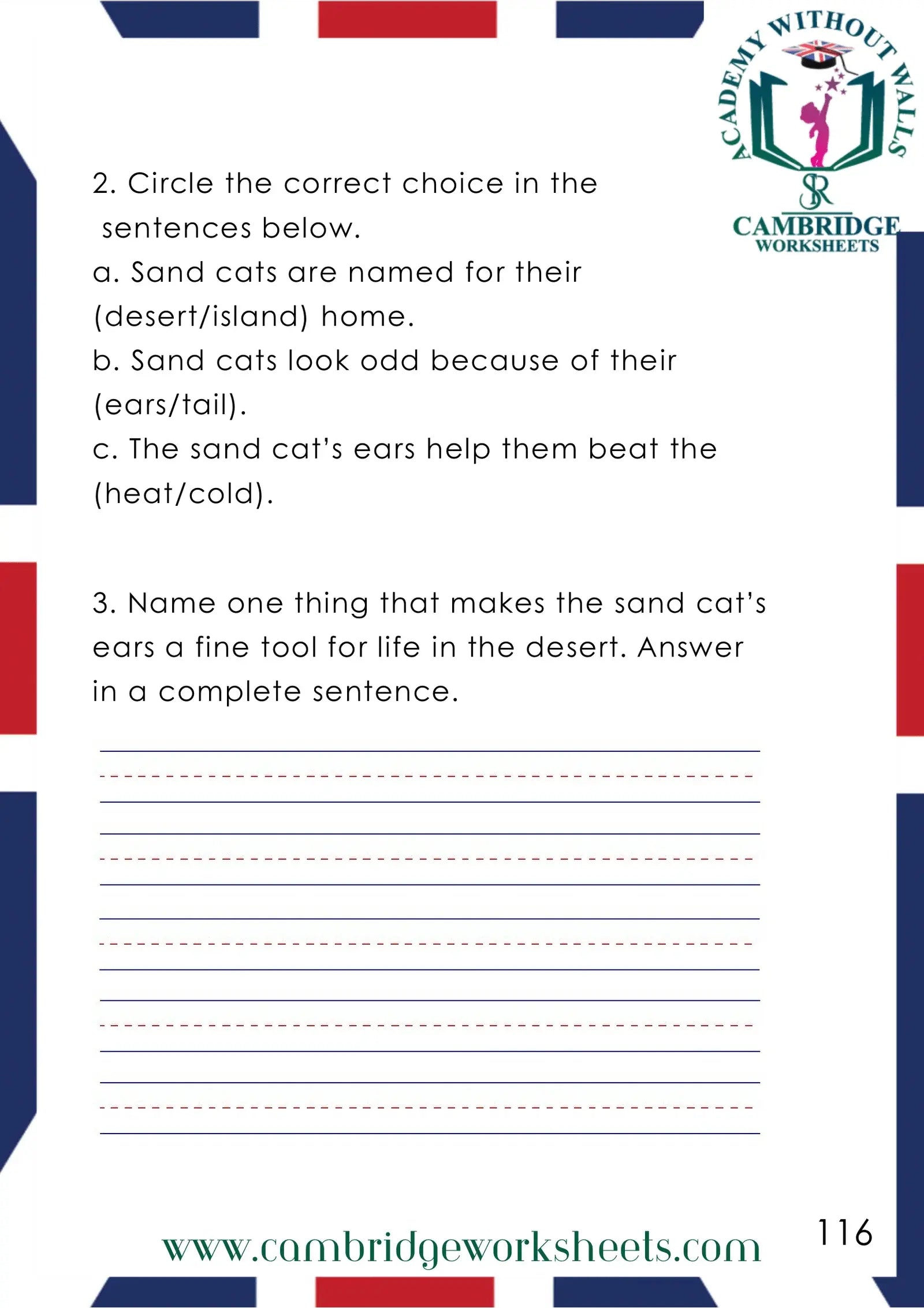 Grade 1 Reading Comprehension Pack Contents Page 11 – Cambridge Worksheets