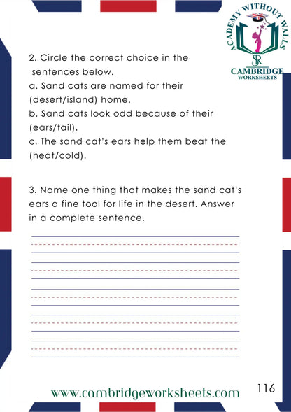 Grade 1 Reading Comprehension Pack Contents Page 11 – Cambridge Worksheets
