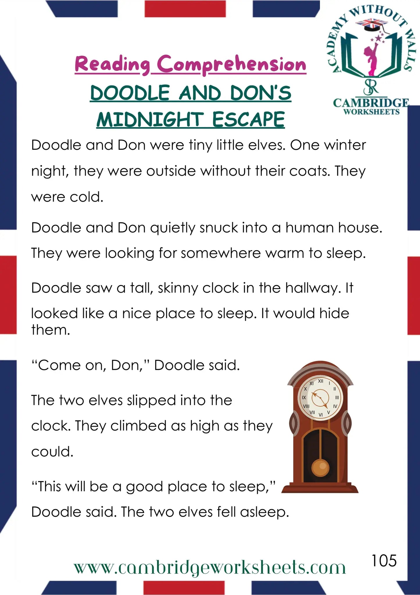 Grade 1 Reading Comprehension Pack Contents Page 12 – Cambridge Worksheets
