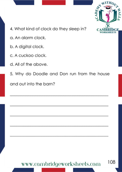 Grade 1 Reading Comprehension Pack Contents Page 16 – Cambridge Worksheets